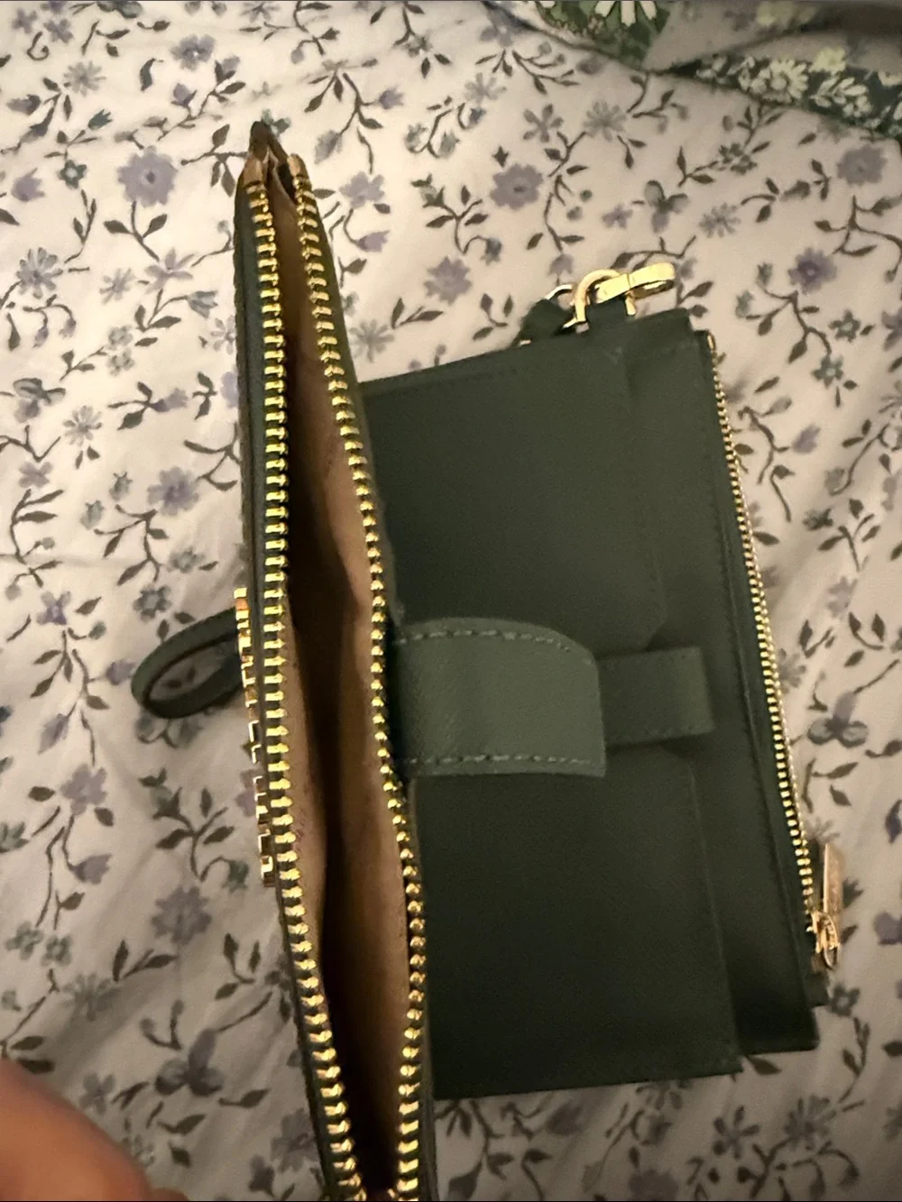 Michael Kors Forest Green Saffiano Leather Wallet with Gold Hardware